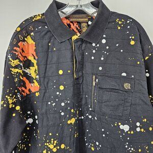 Rocawear Shirt Mens XL Black Yellow Splatter Paint NYC Chapter Pocket Hip Hop